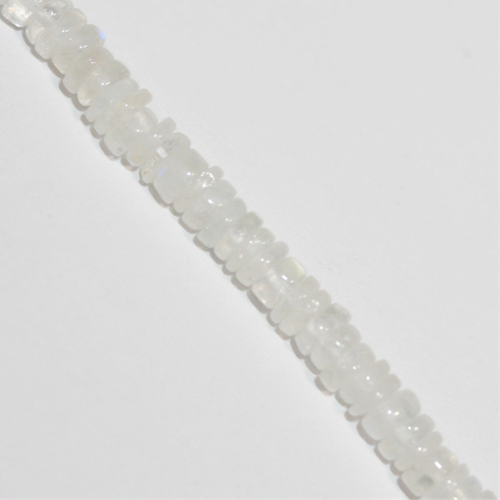 16" Cuentas de disco liso de piedra lunar 5x1 mm.- Hilo 40cm.