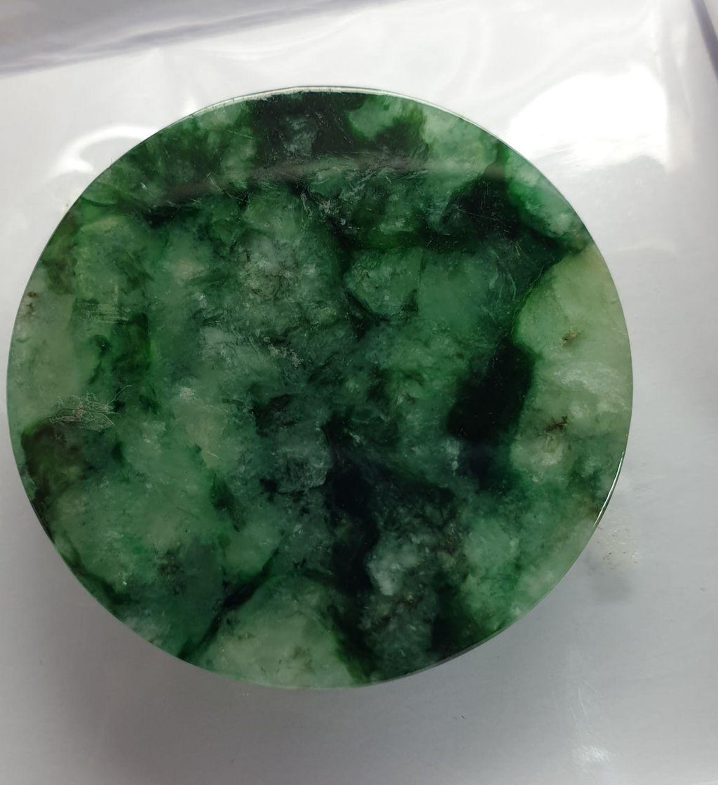 Myanmar Natural Jade / Burmese  Jade Round Flat Disk Cabochon 34.4mm -3mm Thickness-