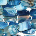 Perles rectangulaires à facettes en agate bleue rayée, 18 x 25 mm, 40 cm (16 pouces) - Fil de 40 cm (40 pouces)