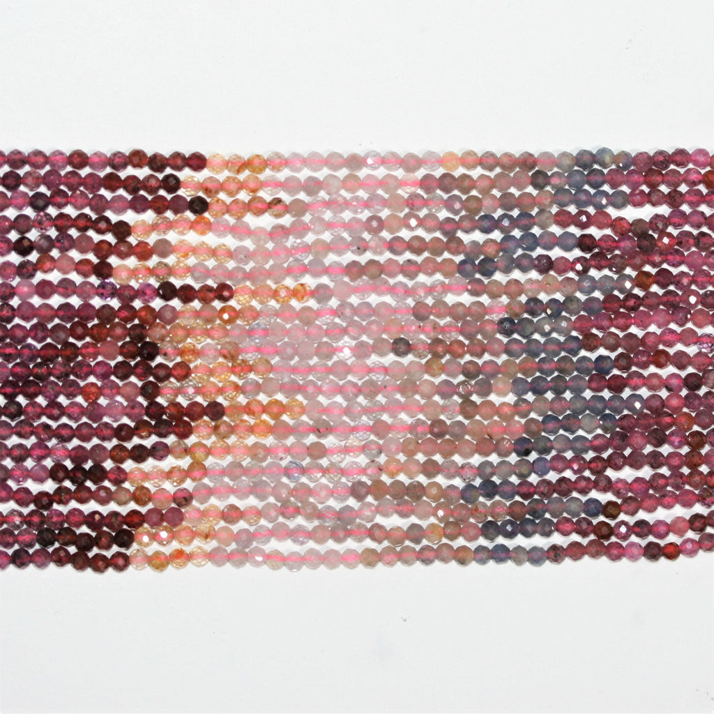 15" St Perles rondes à facettes en saphir multicolore 2,5 mm.- Brin 39 cm.