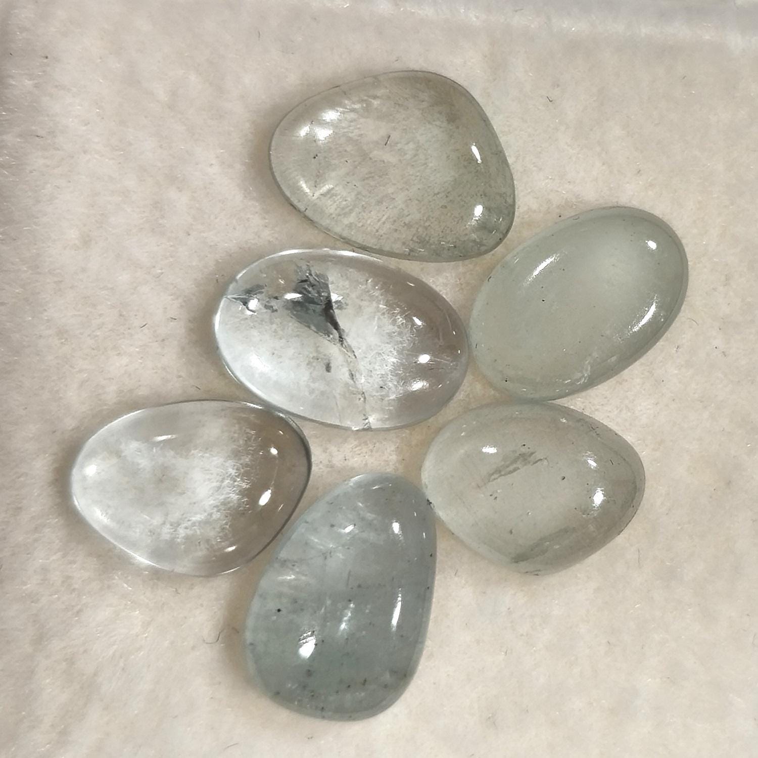 Lote de 6 cabujones de aguamarina de diferentes tamaños y formas (6 unidades) de aguamarina natural.
