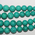 Cuentas redondas lisas graduadas de color turquesa de 17", 7-18 mm, tira de 44 cm.