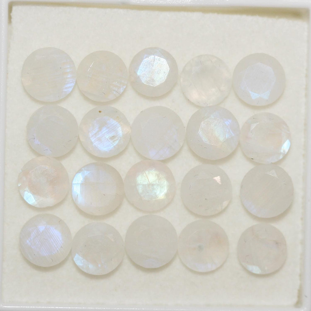 Lote de 20 piedras lunares facetadas redondas de 6 mm (20 uds.)