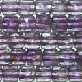 15" de perles carrées à facettes en améthyste doublement percées, 8 mm - Fil de 40 cm