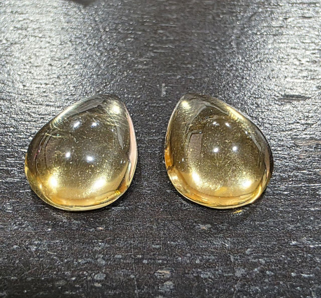 Natural Citrine Pair 16x12mm  Drop Cabochon Shape. 2 pcs