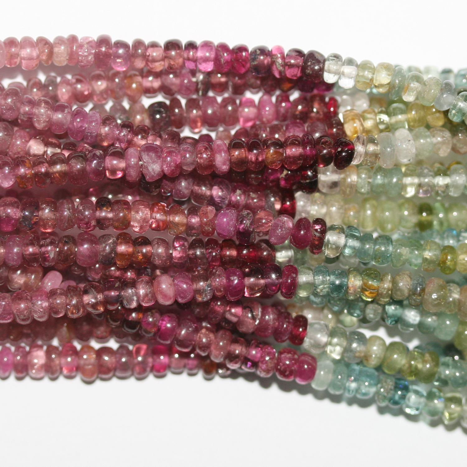 Cuentas redondas lisas de turmalina St. de 16", 3,5 x 2 mm. Aprox. - Hilo de 40 cm.