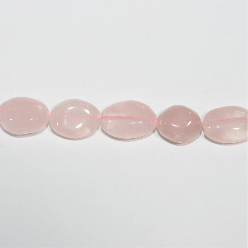 Cuentas de Cuarzo Rosa Lisas Ovaladas 12x8mm.-Hilo 37cm.