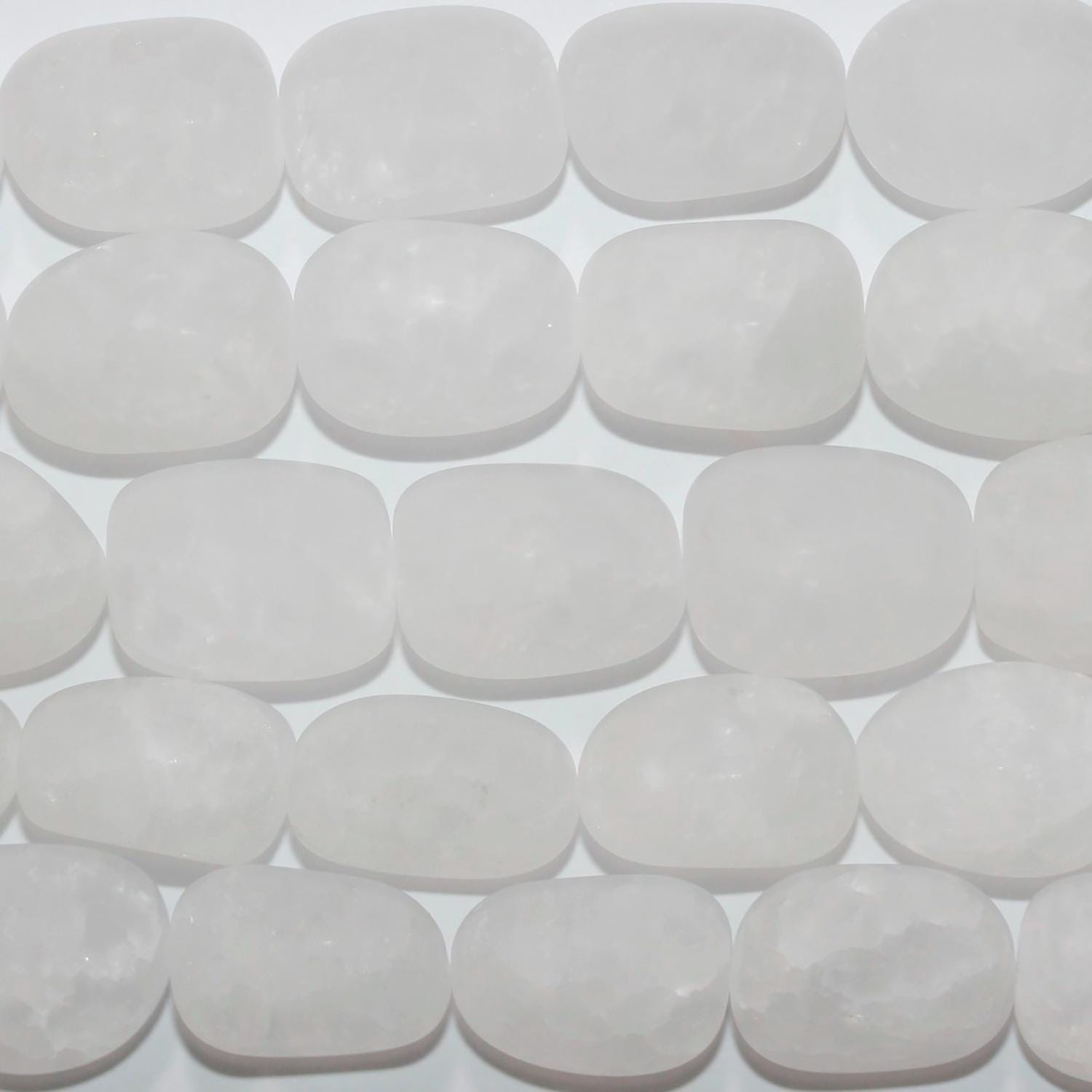 Cuentas de pepitas lisas de cuarzo cristal de roca de 16" con acabado mate, 20 x 15 mm (aprox. - Hilo de 39 cm)