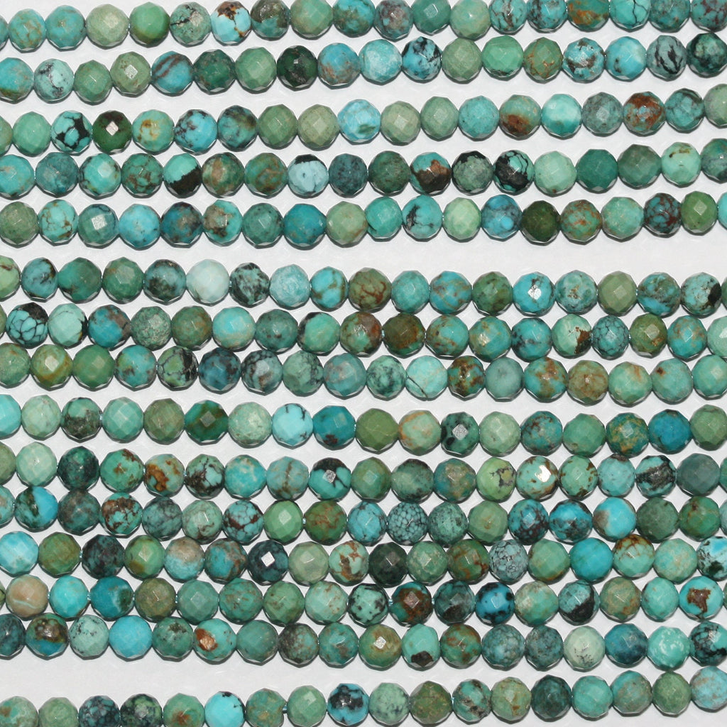 Perles rondes à facettes en turquoise St. de 15 pouces, 5 mm. - Fil de 39 cm.