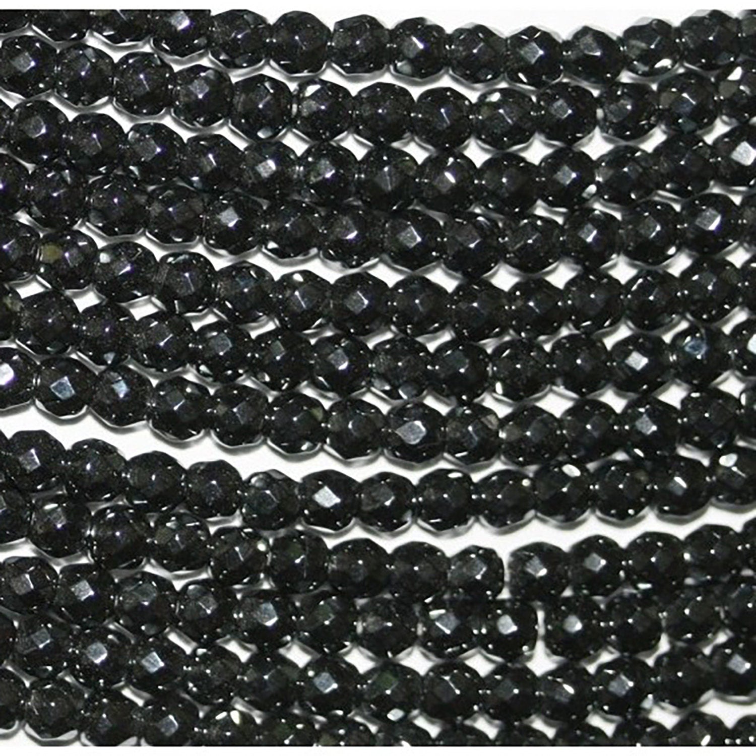 Perles rondes à facettes en hématite de 39 cm (15 pouces), 3 mm de diamètre. Fil de 39 cm (39 pouces).
