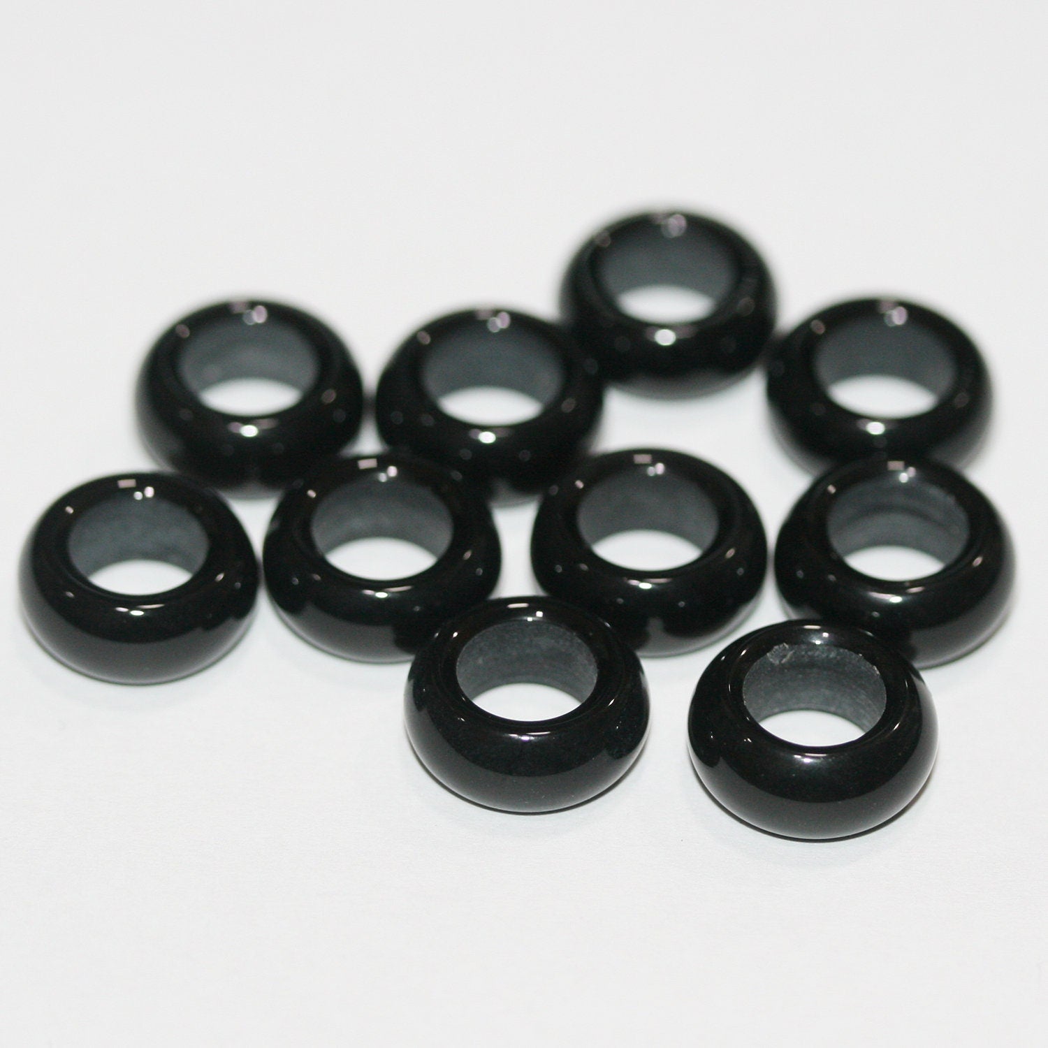 Pendentif créole lisse en onyx 13 x 5 mm - Lot de 10 pièces
