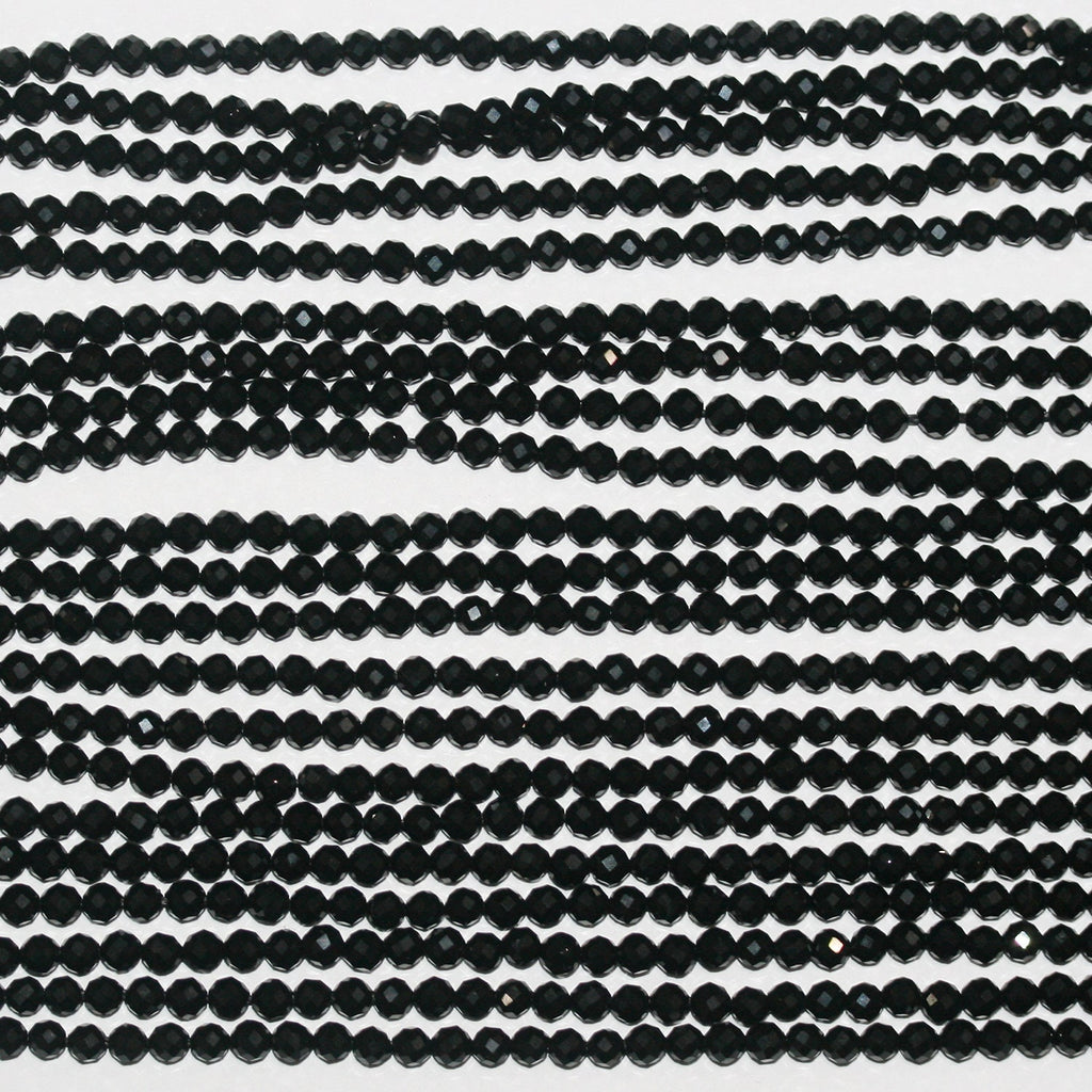 Perles rondes à facettes en onyx de 15 pouces (2 mm) - Chaîne de 39 cm