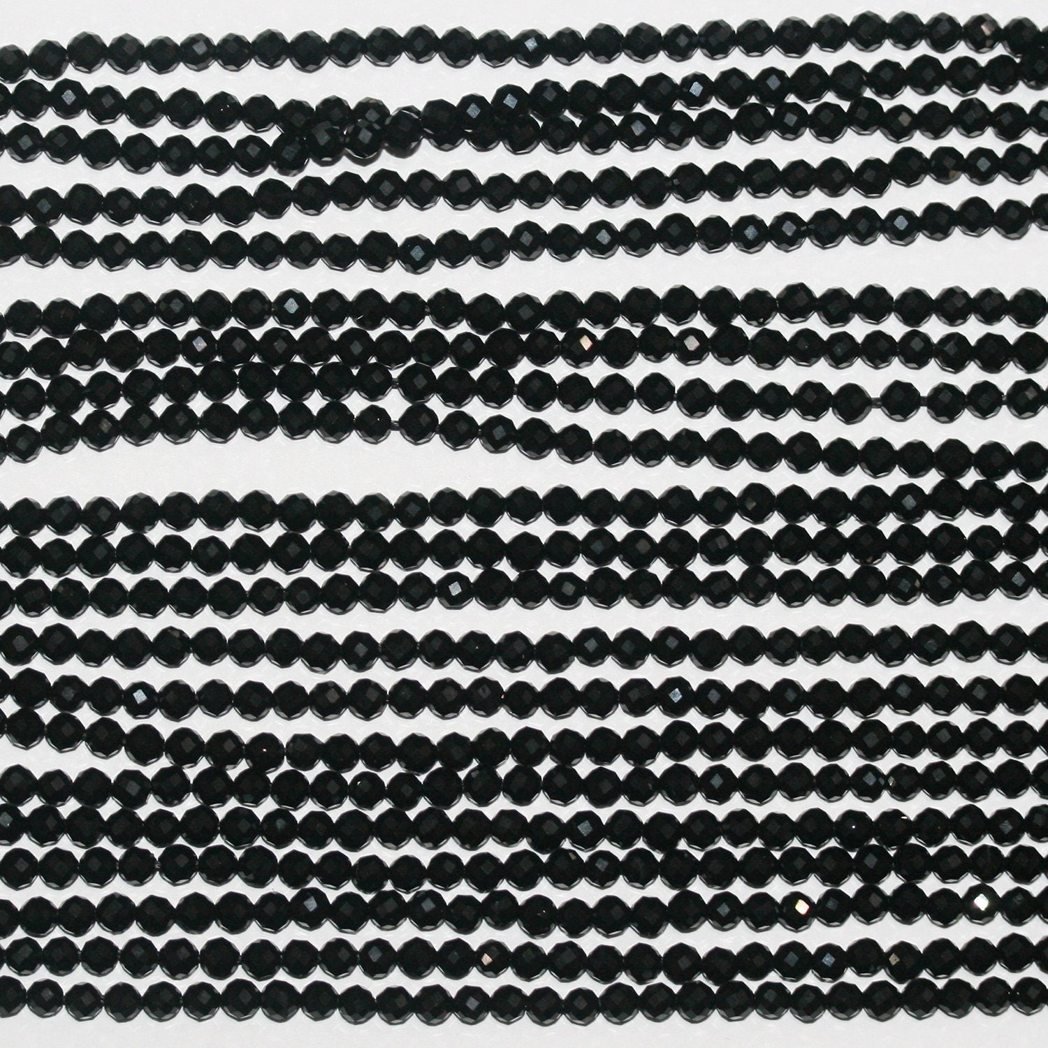 Perles rondes à facettes en onyx de 15 pouces (2 mm) - Chaîne de 39 cm