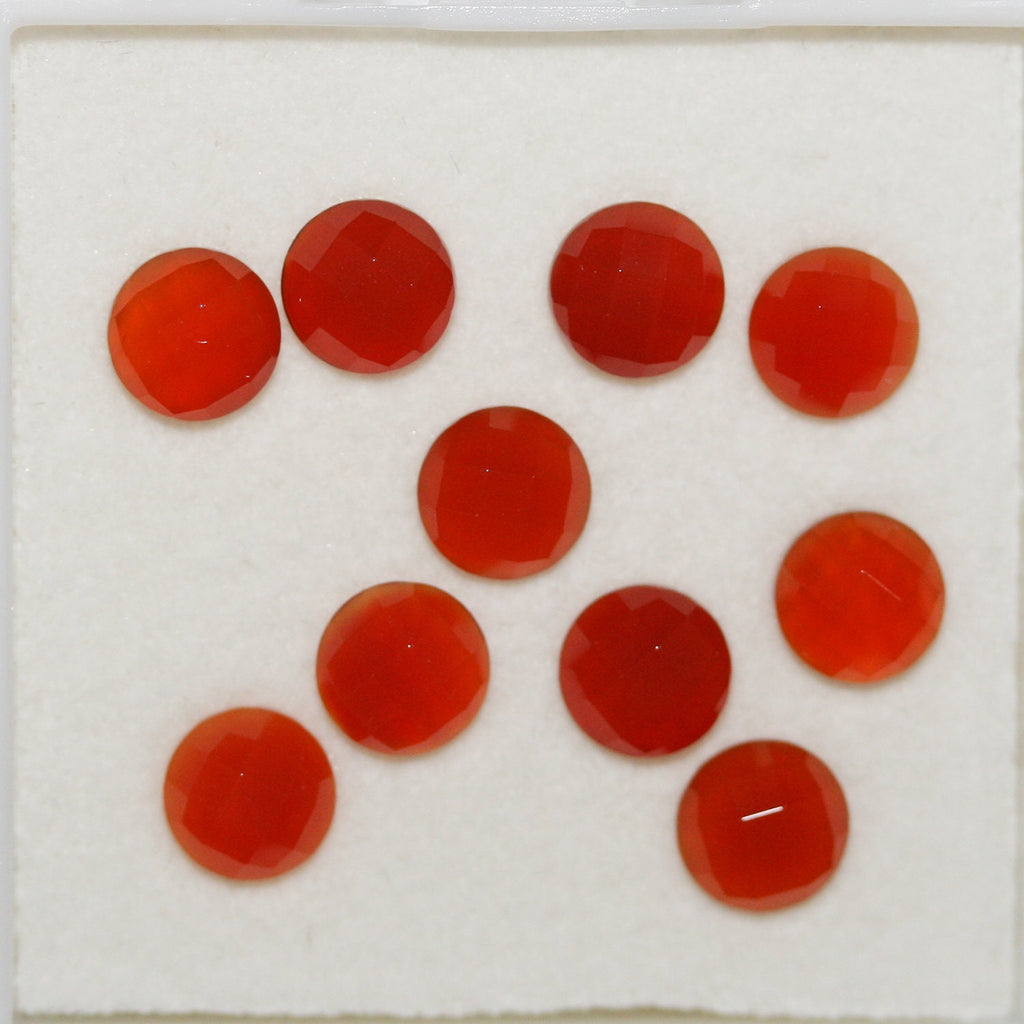 10 Pcs Lot Carnelian Faceted Round Cabochon 6mm. (10 pieces)