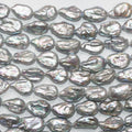 Perla Barroca Gris Claro de Agua Dulce de 14" (17x12 mm). Aprox. - Hilo de 38 cm. - Ref. 14786 - Precios al por mayor de Perlas Naturales.
