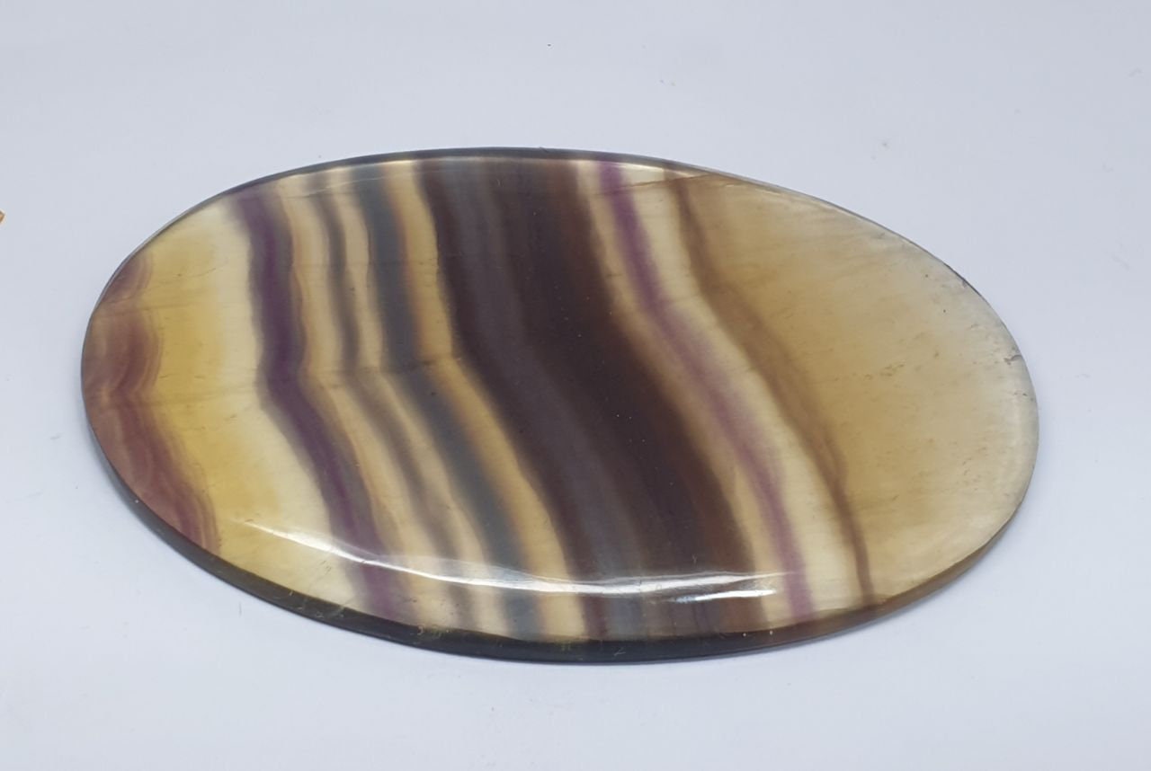 Huge  Natural  Banded  Fluorite Oval Cabochon  53.7×82.8 mm - 360 ct  Rare Color- Unique Collector Stone- Wholesaler Supplier- Top Quality