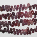Perles en forme de goutte lisses en saphir rose St 8x6mm.-Rig 20cm.