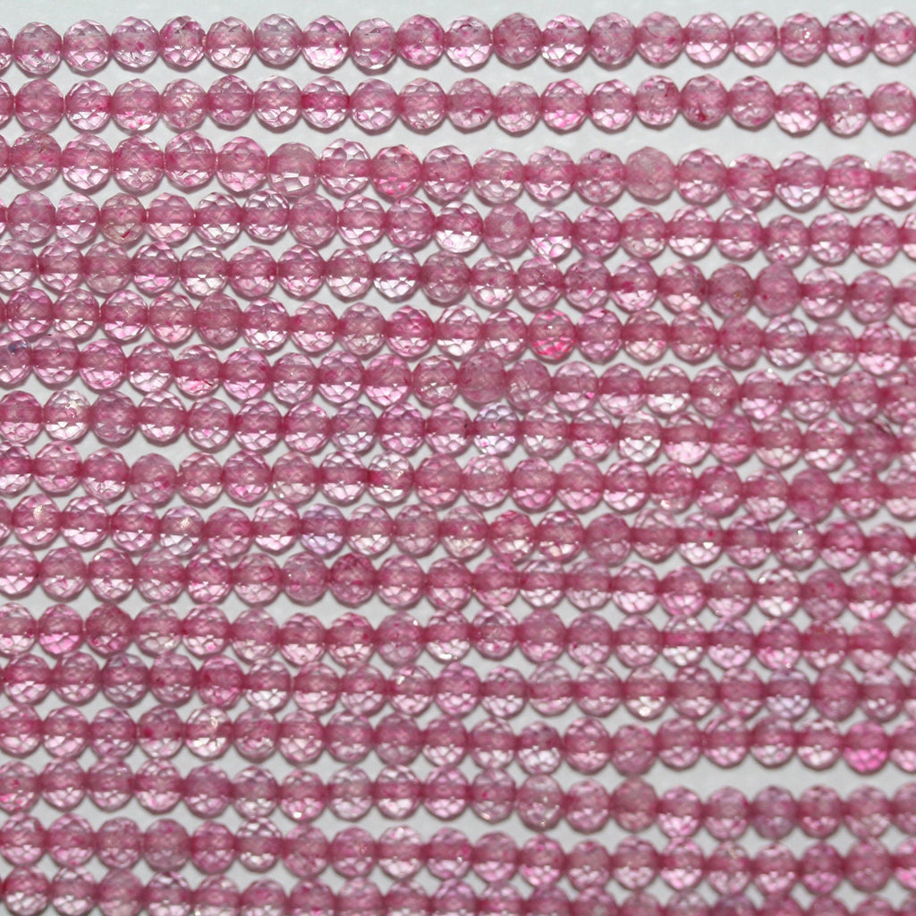 13" St Pink Topaz Faceted Round Beads 3.5mm.-Strand 33cm.