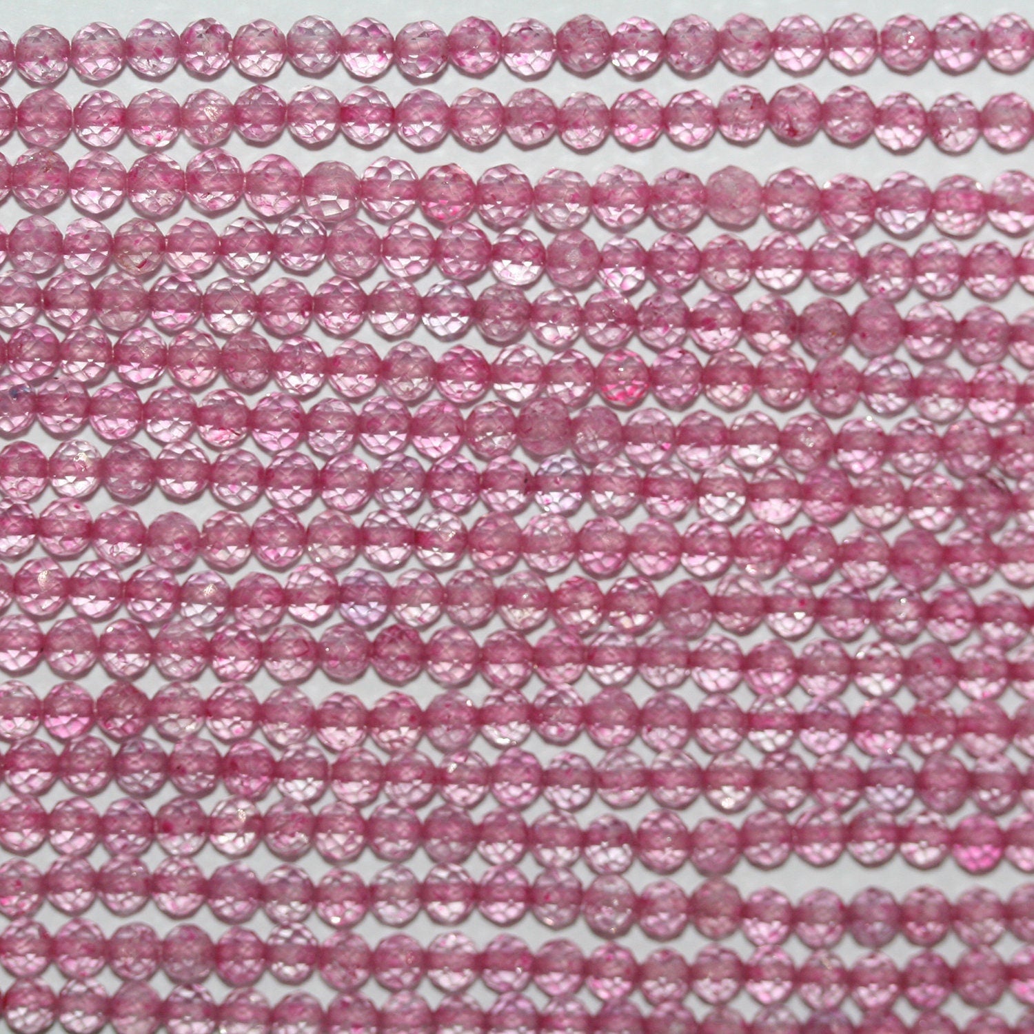 13" St Pink Topaz Faceted Round Beads 3.5mm.-Strand 33cm.