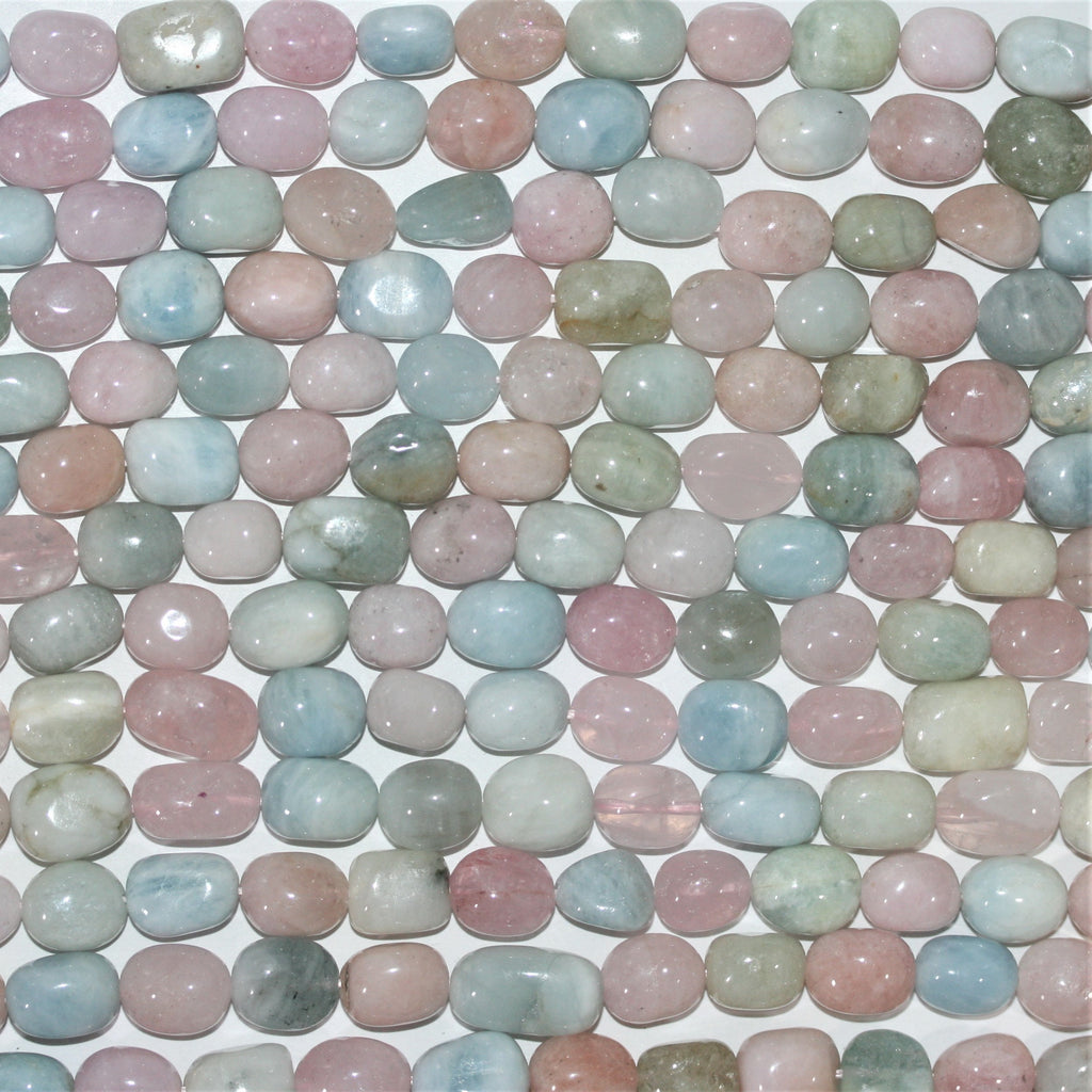 Cuentas Nugget Lisas de Multiberilo St. de 16", 13 x 10 mm. Aprox. - Hilo de 40 cm.