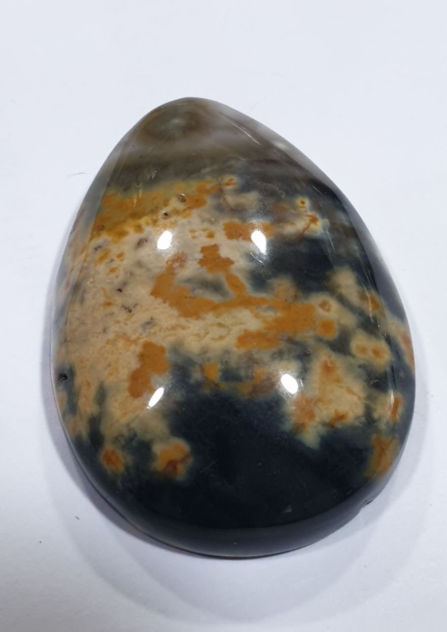 AAA Ocean Jasper Drop Cabochon  36.6x27mm 64.26ct- Designer Piece- One Of A Kind