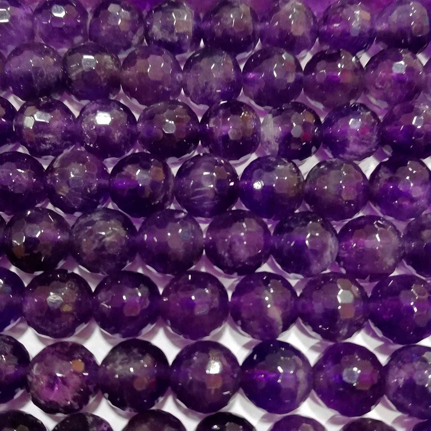 Cuentas redondas facetadas de amatista de 40 cm (16"), 8 mm (tira de 40 cm)