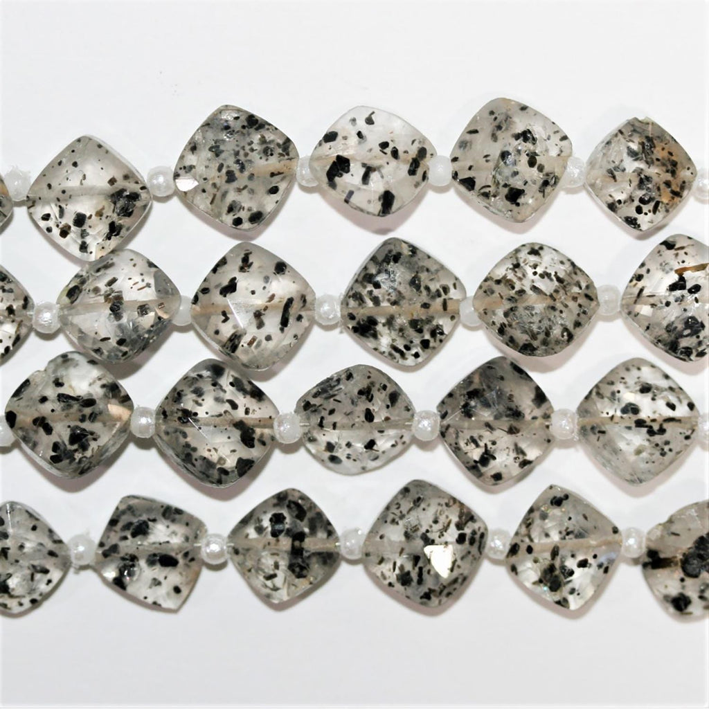 Perles carrées à facettes en quartz fruit du dragon, 8 pouces (10 mm), rang de 20 cm.