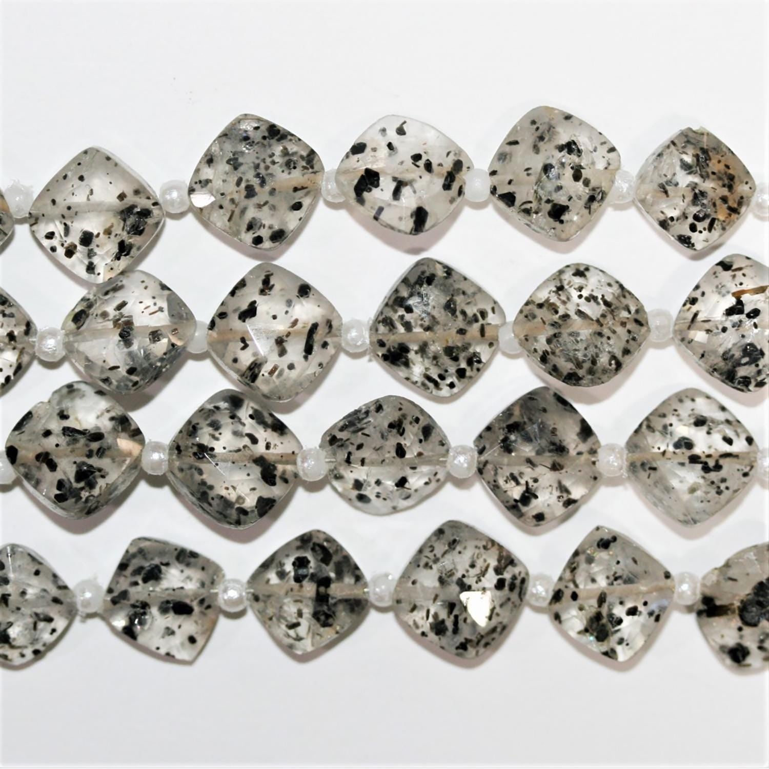 Perles carrées à facettes en quartz fruit du dragon, 8 pouces (10 mm), rang de 20 cm.