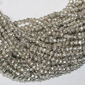 13" St Silver Pyrite Faceted Rondelle 4x3mm.-Strand 35cm.