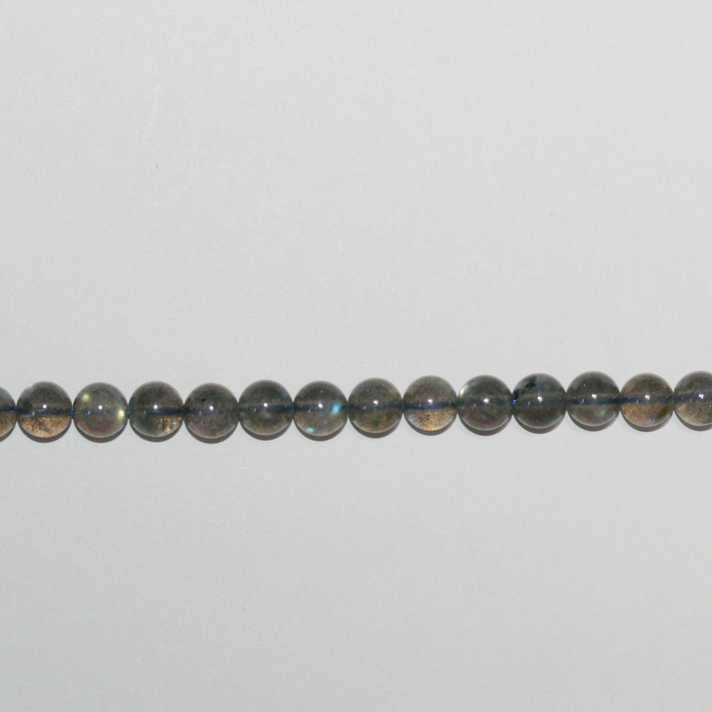 Cuentas redondas lisas de labradorita de 16", 6-6,5 mm, hilo de 40 cm.