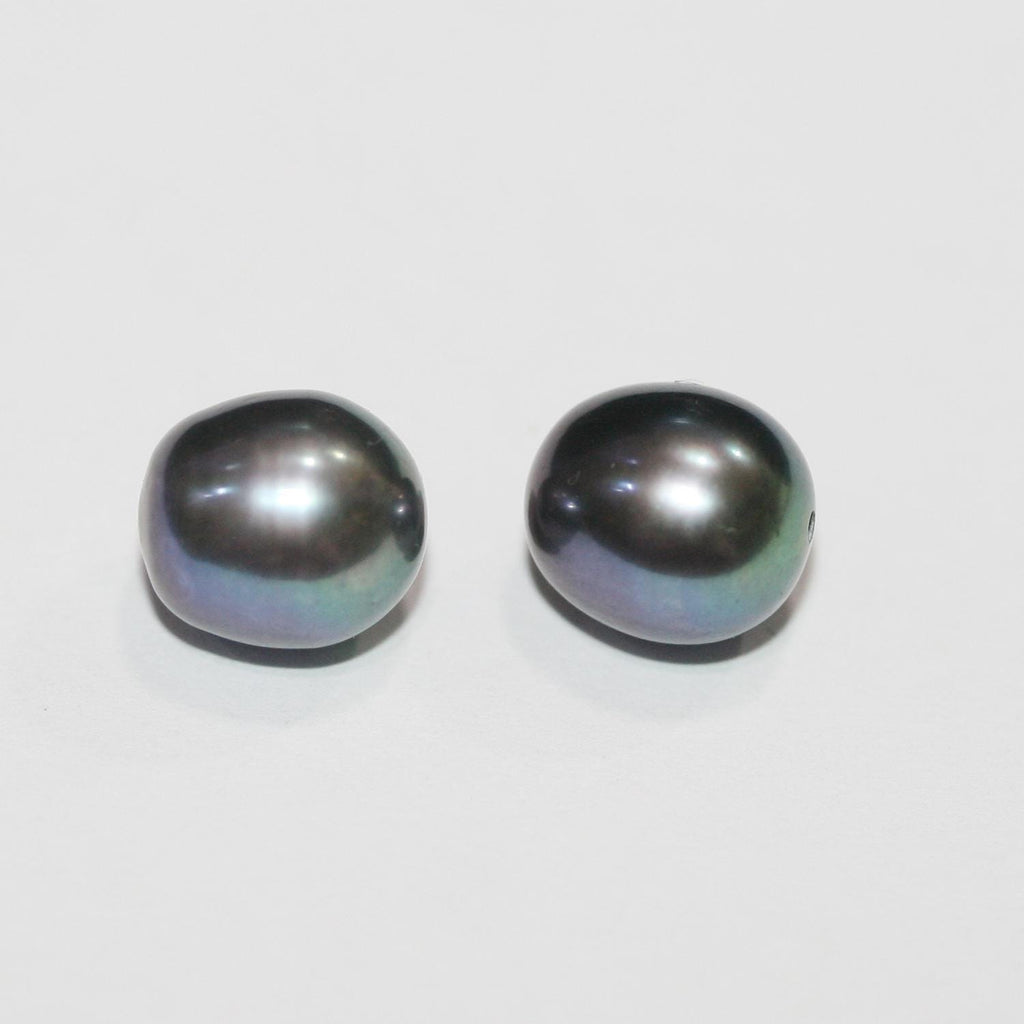 1 Pair Gray  Freshwater  Oval Top Luster Half Drilled Pearl  5-6mm.-Approx.  Oval Natural  Pearl-Price Per 1 Pair- Pearl Earring