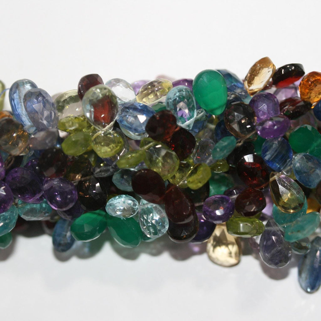 Perles pendantes à facettes en pierre multiple de 8 pouces (environ 10 x 8 mm). Longueur du fil : 20 cm. Réf. 11833