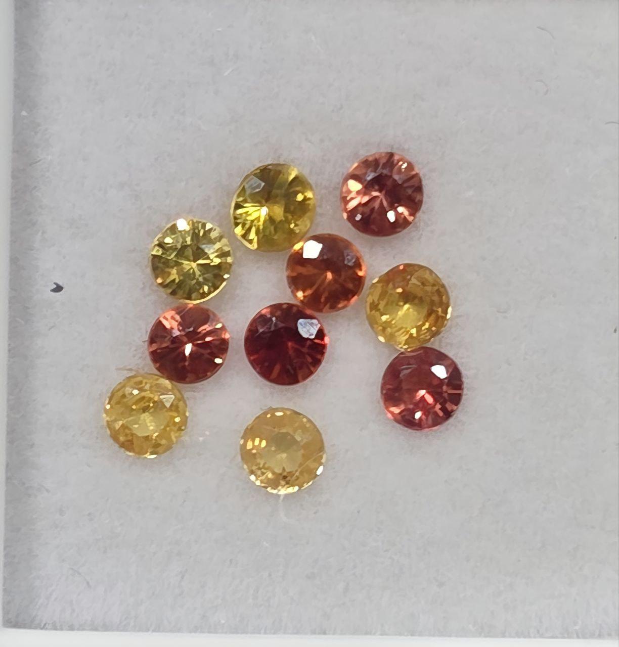 Lote de zafiros multicolores facetados redondos de 2,8 mm (10 piezas)