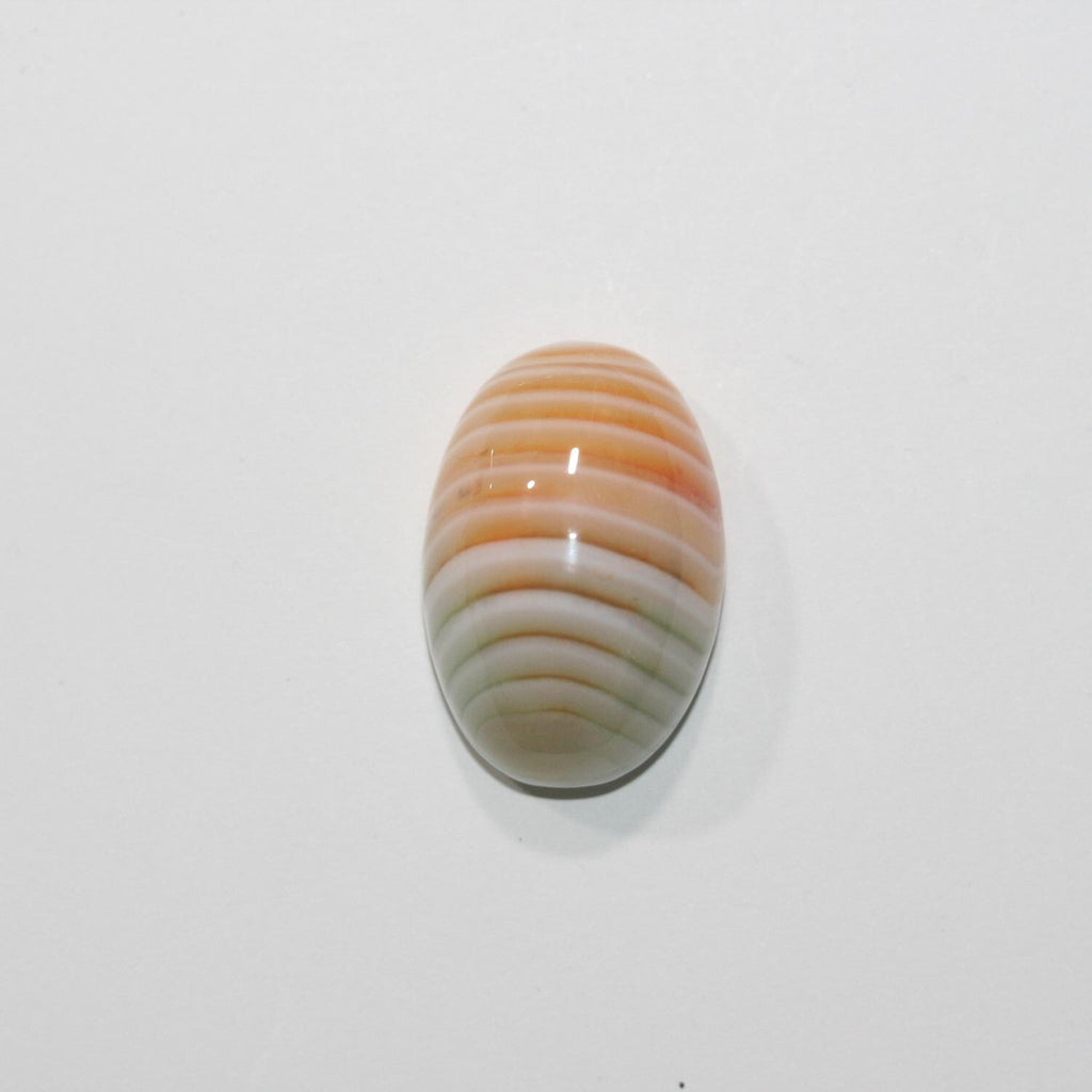 White Green Orange Stripe Agate Cabochon 29.5x20mm 56.42ct.- One Of A kind Gemstone