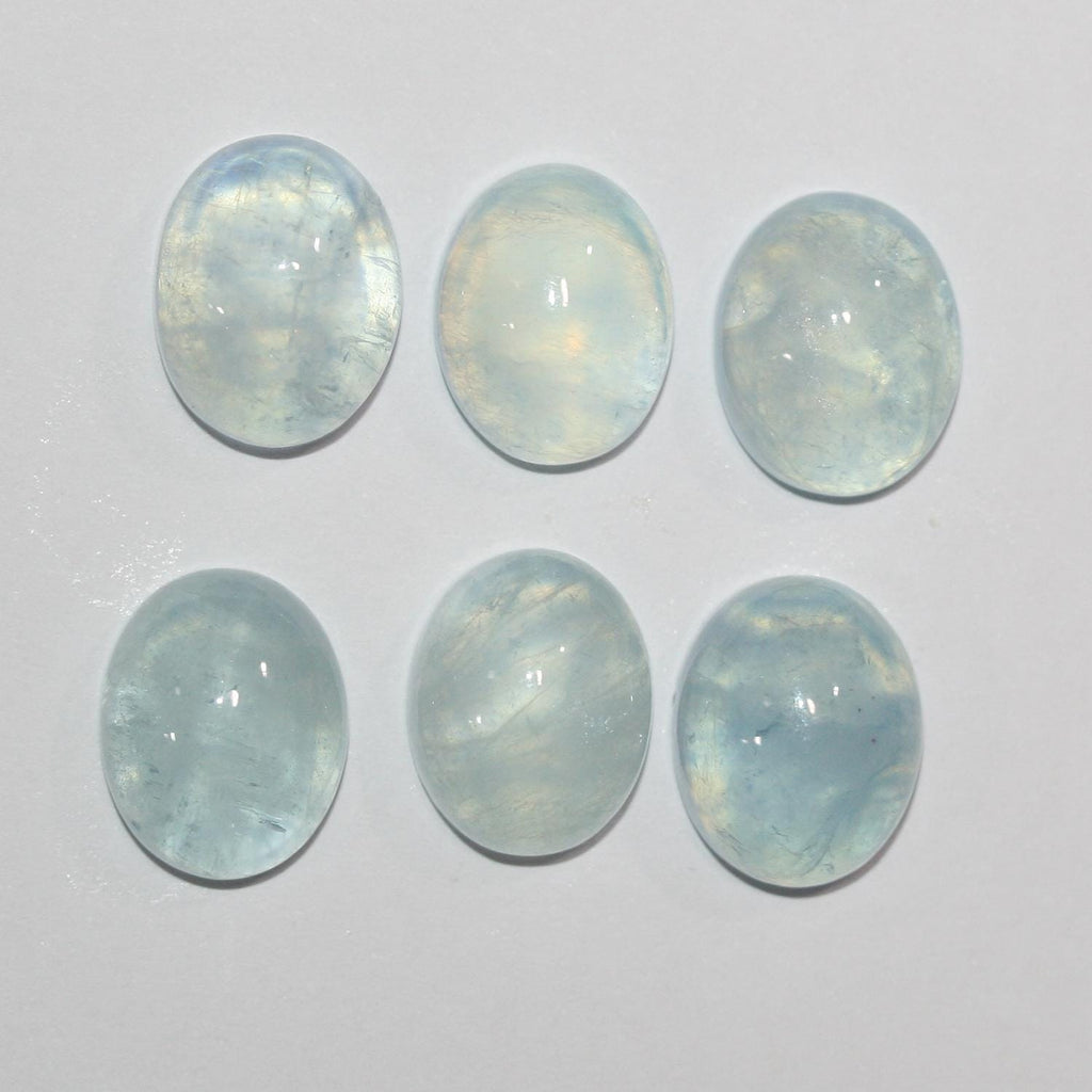 Lote de 6 cabujones ovalados de aguamarina de 14 x 10 mm (6 unidades)