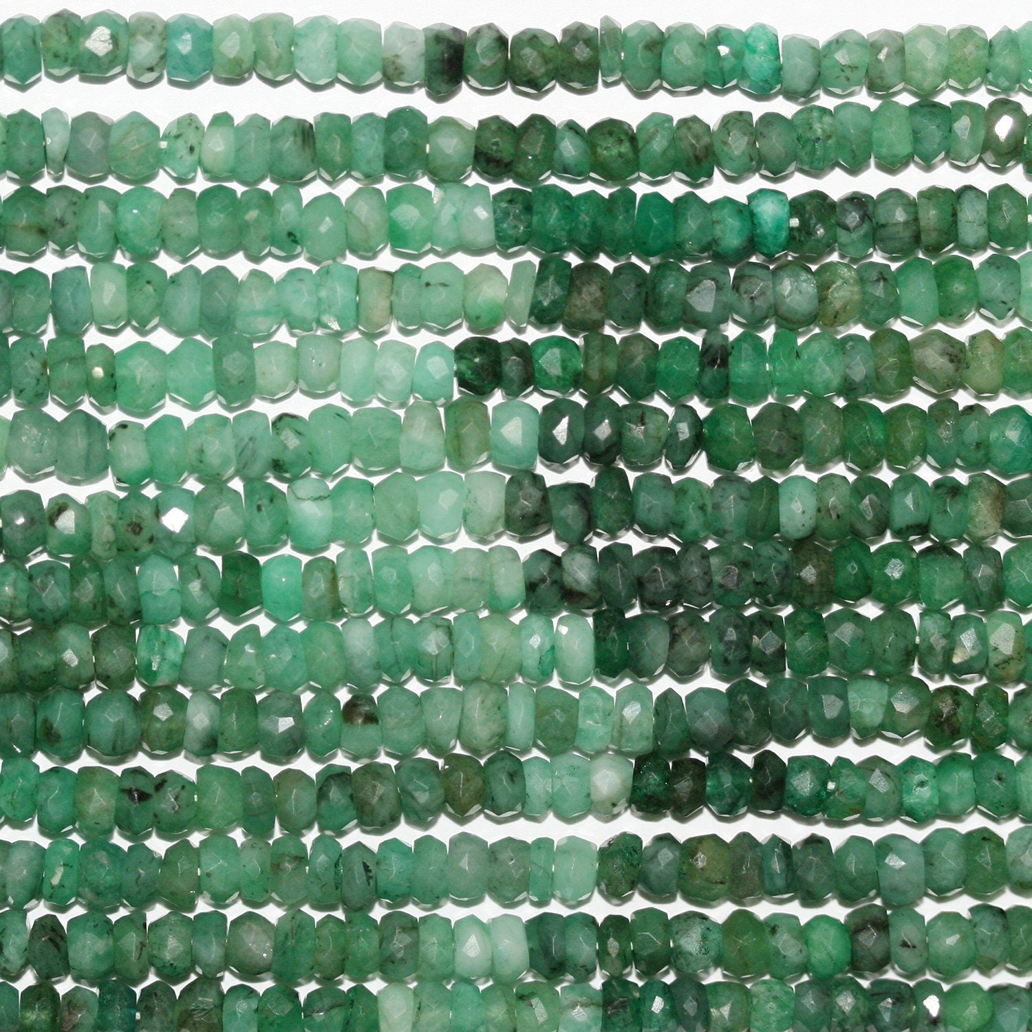 12" St Esmerald Faceted Rondelle Beads 4x2mm.-Strand 32cm.