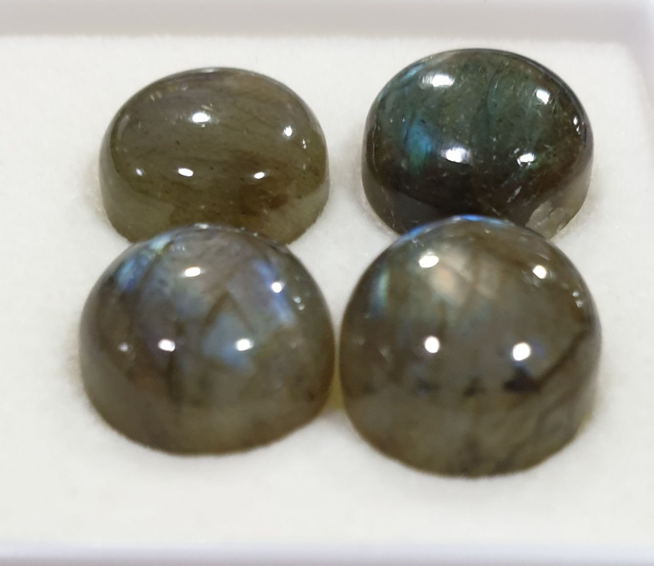 Lote de 4 cabujones redondos de labradorita de 11 mm (4 unidades)