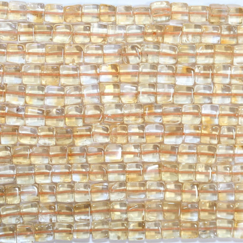 16" Cuentas de Cubo Liso de Citrino San 4mm.- Hilo 40cm.