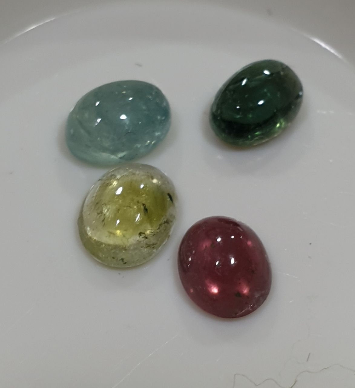 Tourmaline Lot Oval Cabochons 6x4mm.-(4pcs)  -Gemstone Parcels-Loose Stones Wholesale Price