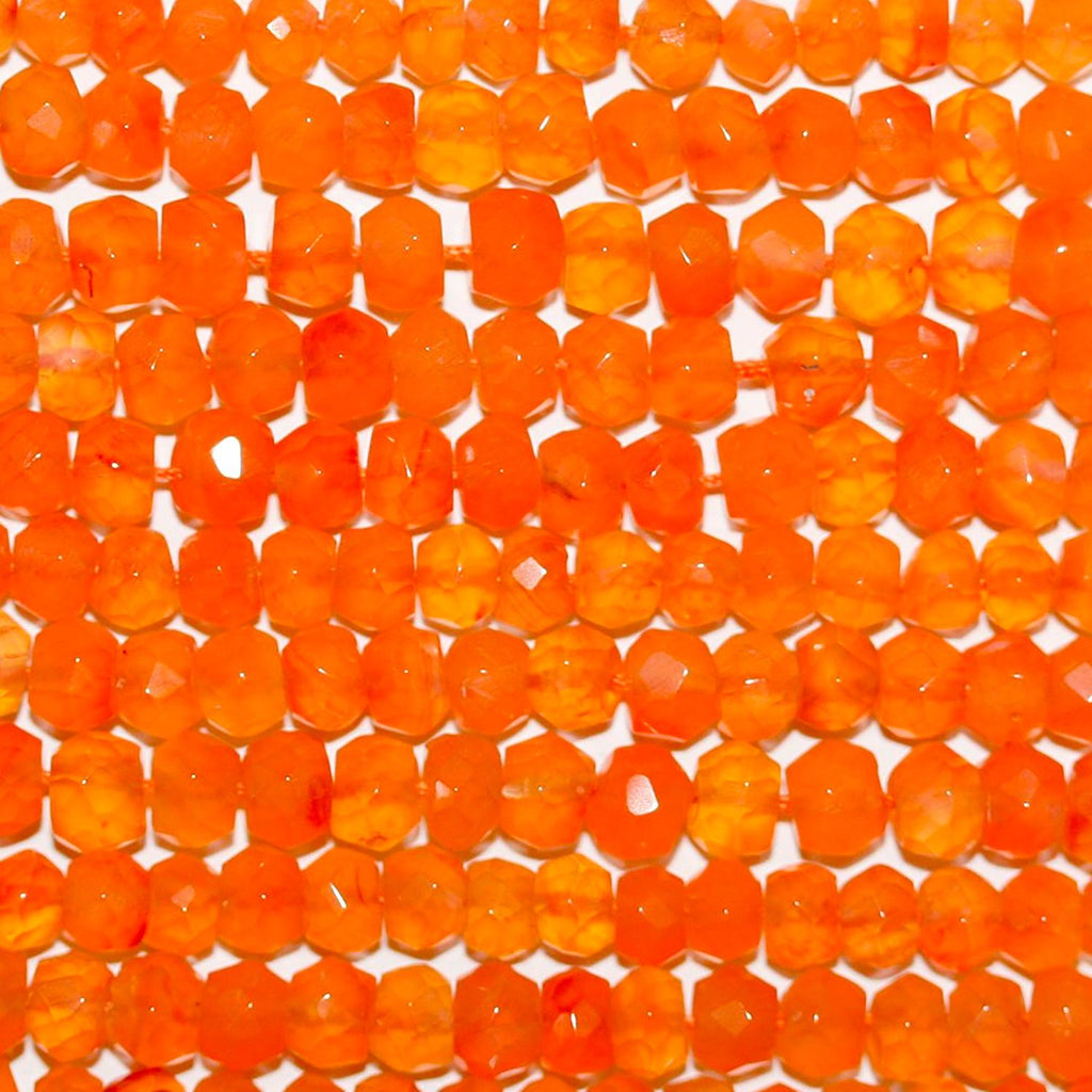 Perles rondelles à facettes en cornaline de 15 pouces, 5 x 3 mm environ. Longueur du fil : 39 cm.