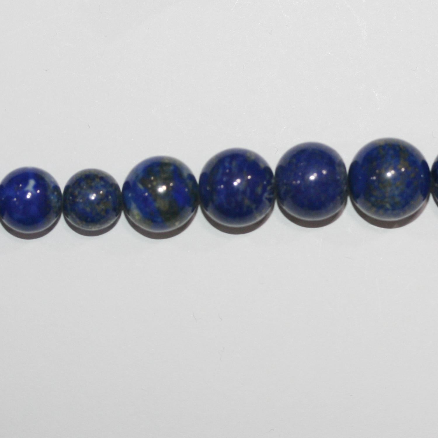 Cuentas redondas lisas graduadas de lapislázuli de 16", 5-13 mm. Aprox. - Hilo de 42 cm.