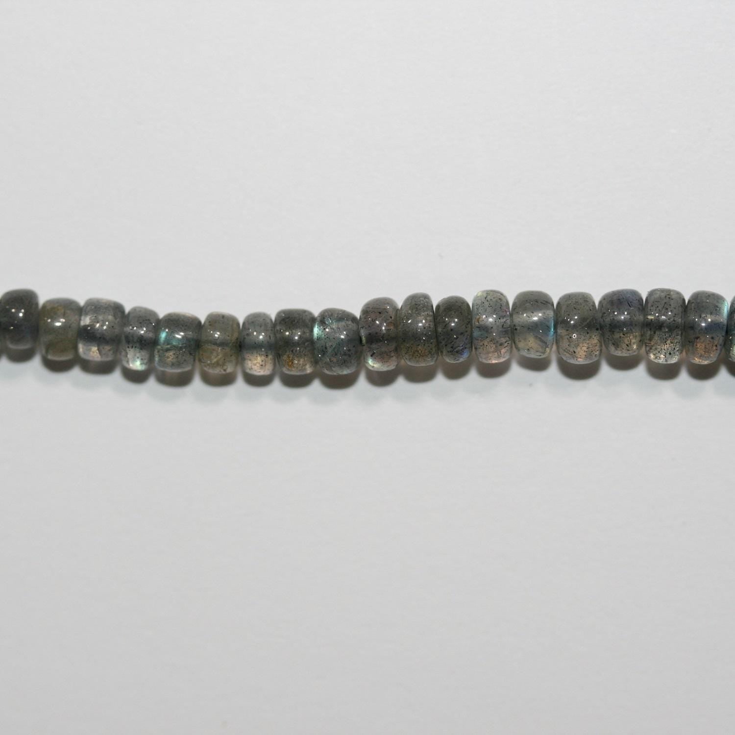 Cuentas redondas lisas graduadas de labradorita de 16". 4 x 2,5 mm - 3 x 2 mm - tira de 40 cm.