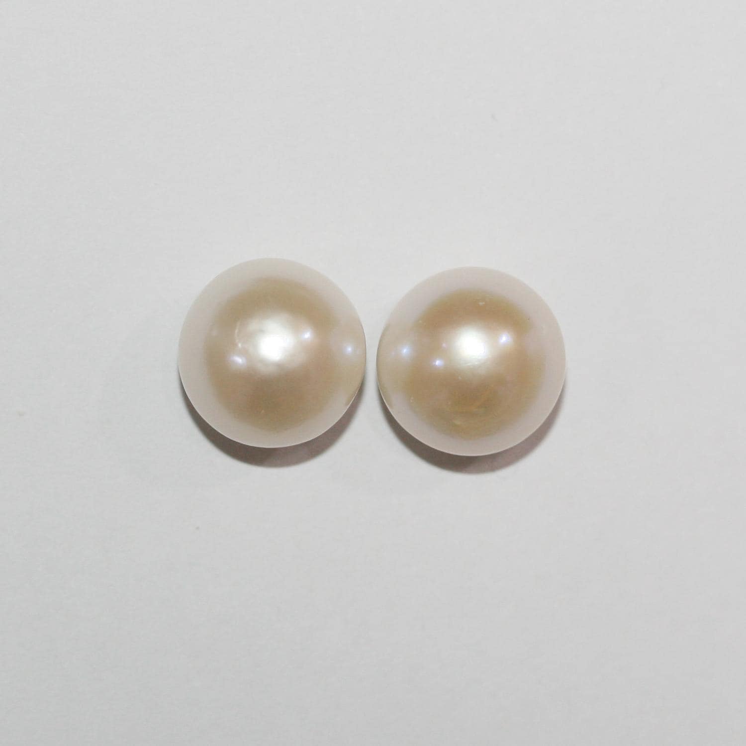 1 Pair Cultured Round Pearl 11-12mm.-Approx.-Half Drill. Round Natural  Pearl-Price Per 1 Pair- Pearl Earring