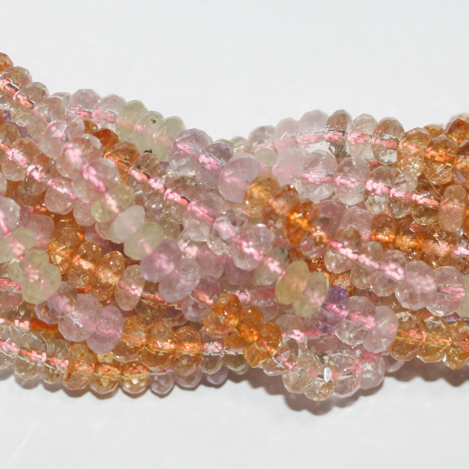 Perles rondelles à facettes en quartz mélangé, 16 pouces (6 x 3 mm), longueur 40 cm.