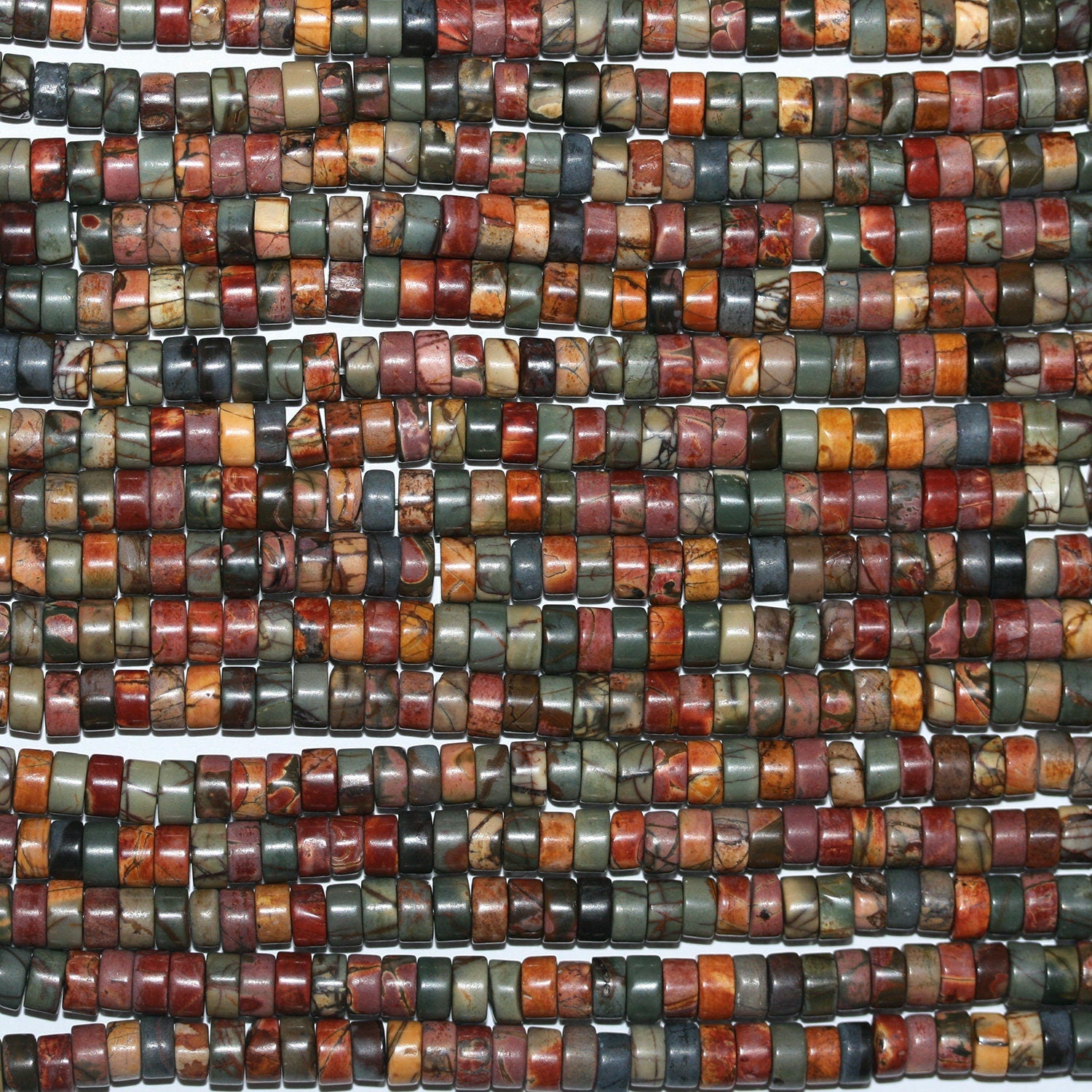 Cuentas de disco lisas de jaspe de San Picasso de 16" (6 x 3 mm) - Hilo de 40 cm