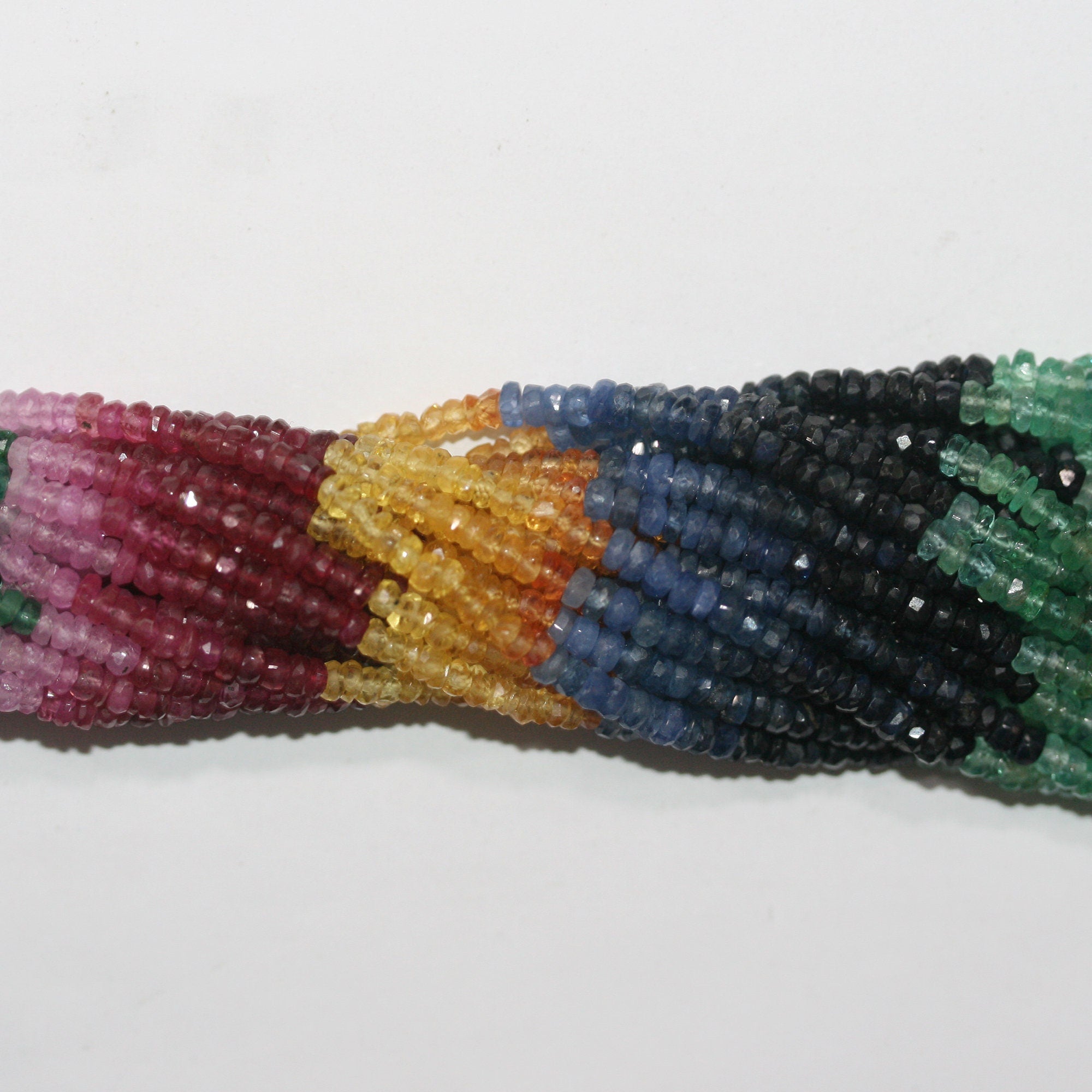 Cuentas redondas facetadas de zafiro multicapa de 16" (2,5 x 1 mm) - Hilo de 40 cm