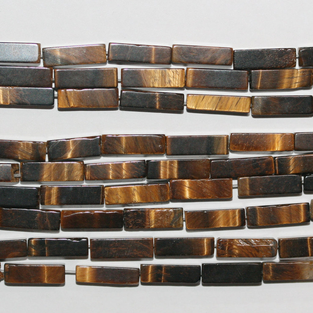 Perles prismatiques lisses œil de tigre St 15" 13x4mm.- Brin 39cm.