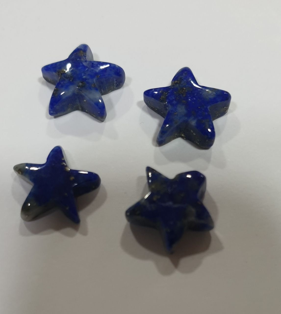 Lote de 4 cabujones de lapislázuli estrella de 9-10 mm - Lote de piedras preciosas - Piedra natural