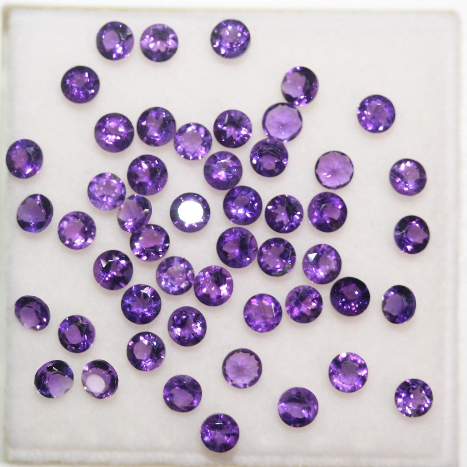 Lot d'améthystes rondes à facettes de 3 mm (5 ct)