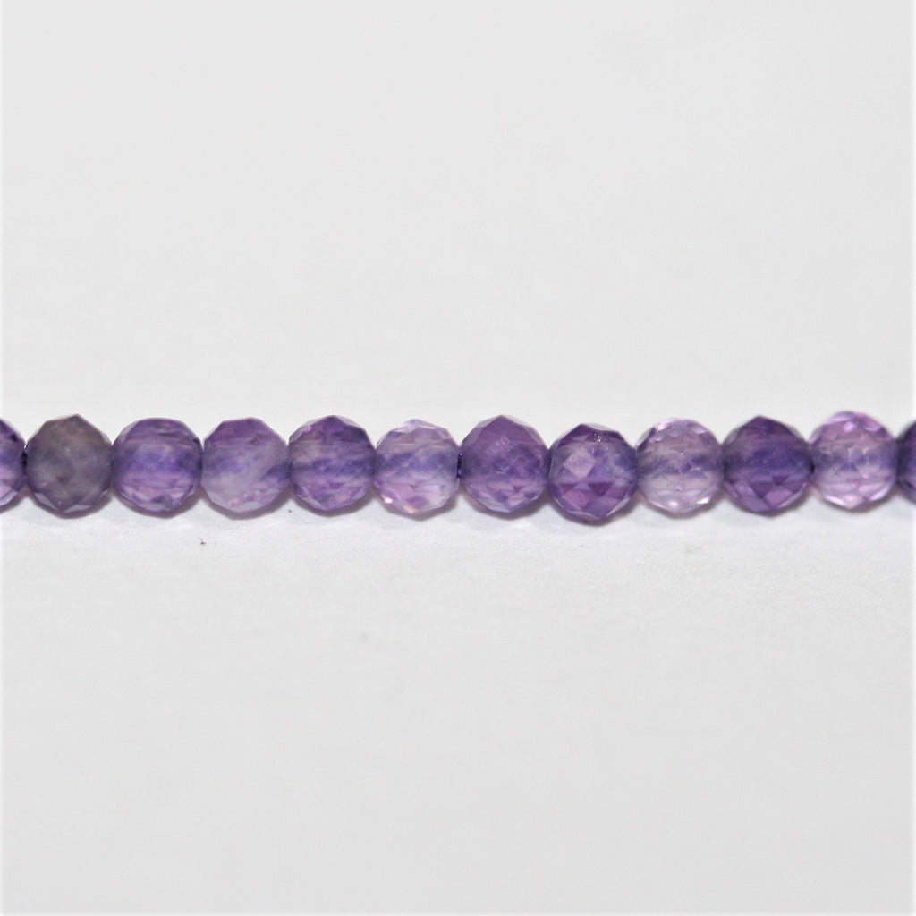 Cuentas redondas facetadas de amatista Santa de 16", 2-2,5 mm, hilo de 40 cm.